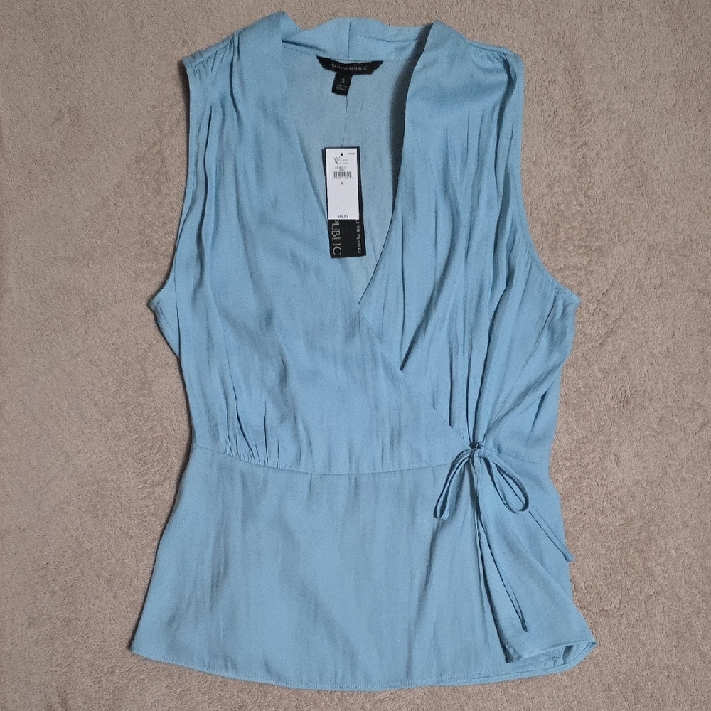 Women's Blue Sleeveless Wrap Top